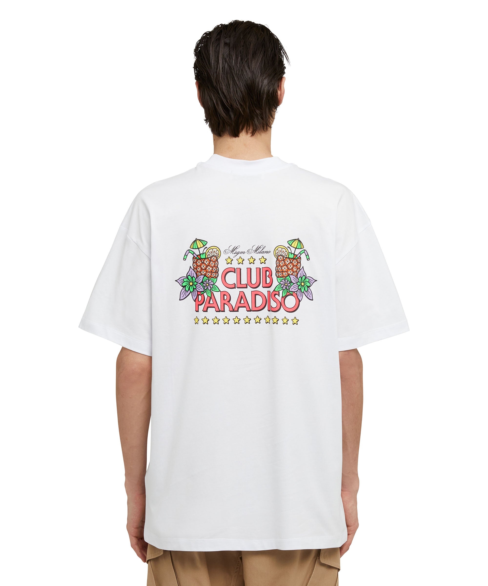 Cotton crewneck t-shirt with "club paradiso" graphic - 2