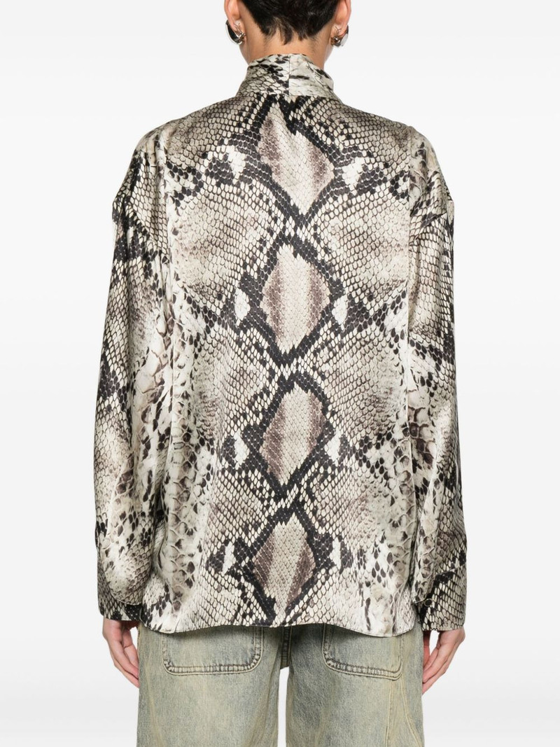 snakeskin-print tie-neck blouse 4