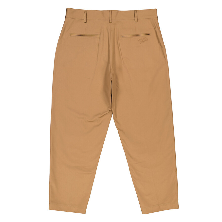 Maison Kitsune Men's Beige Straight-Leg Cotton Trousers - 2