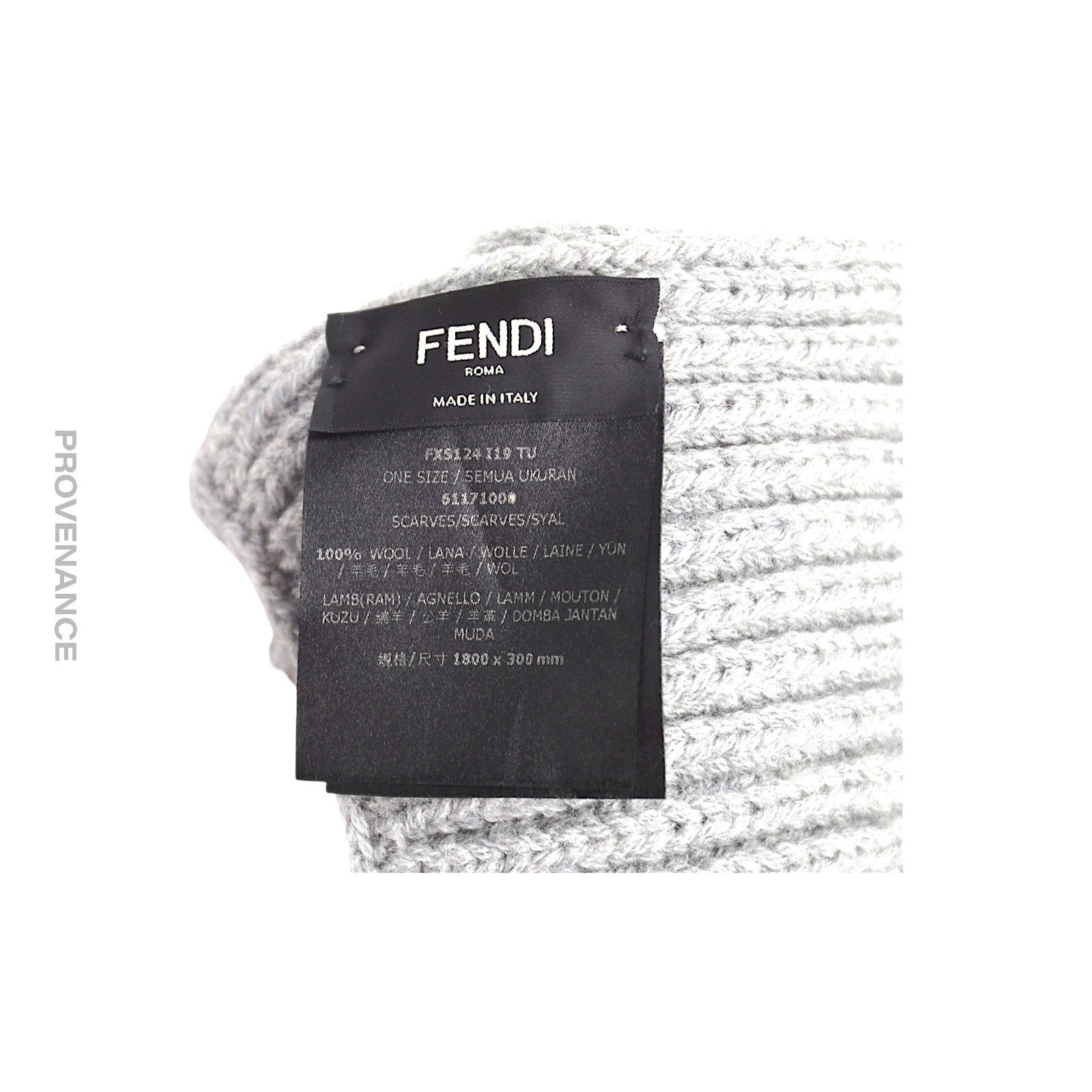 FENDI Eye Monster Wool Scarf - Grey - 9