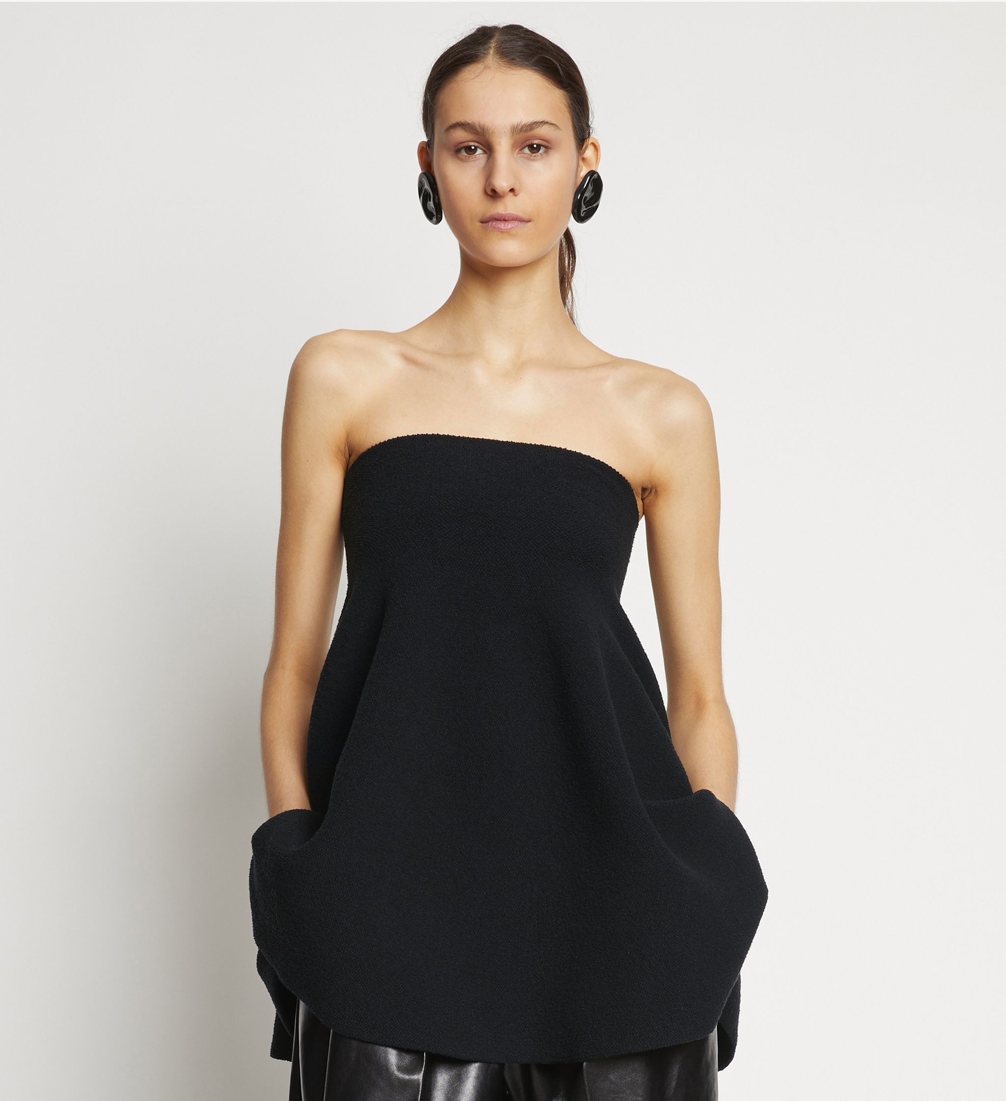 Silk Viscose Boucle Strapless Top - 2