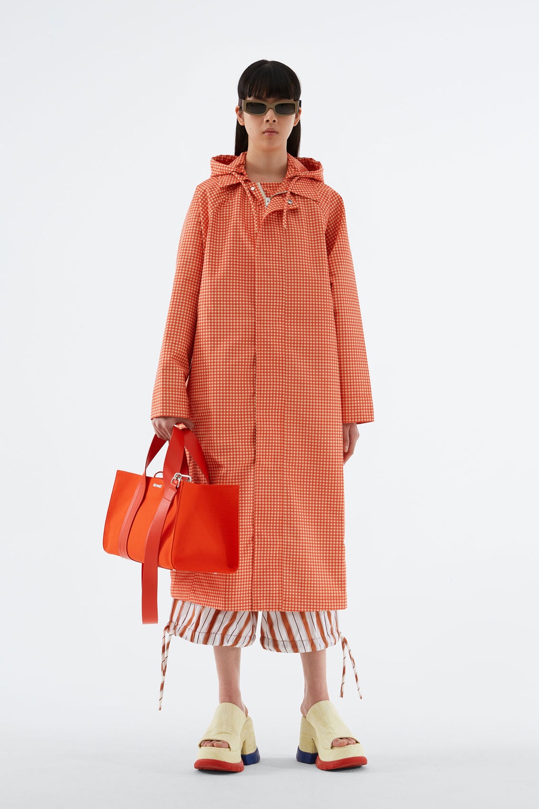 RED CHECK LONG EASY JACKET - 1