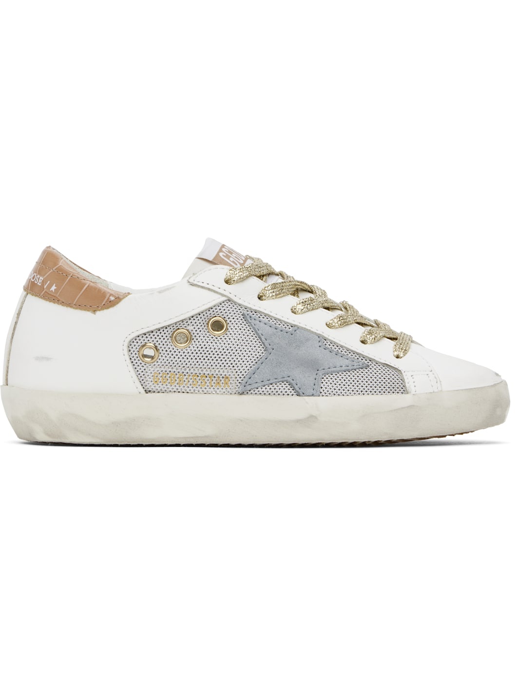 White & Silver Super-Star Sneakers - 1