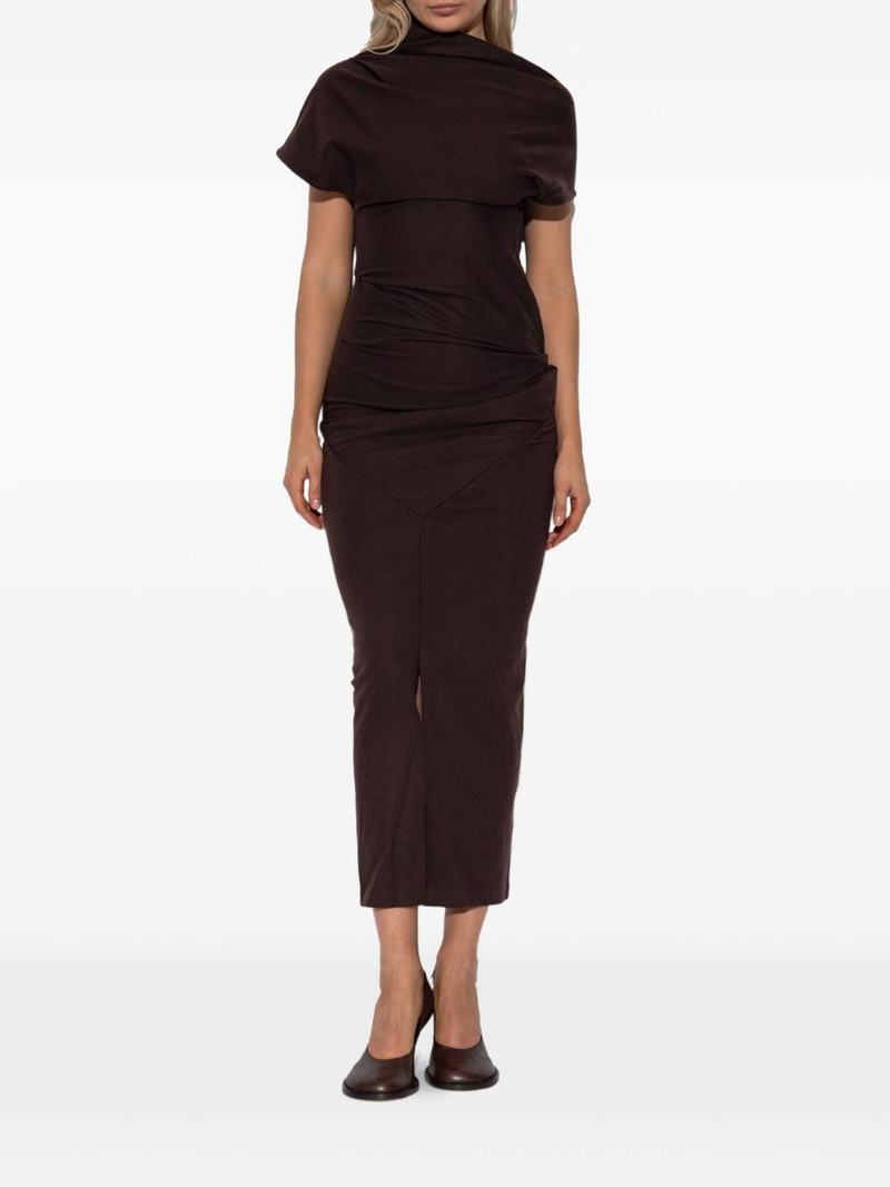 entire studios draped split midi dress outlook