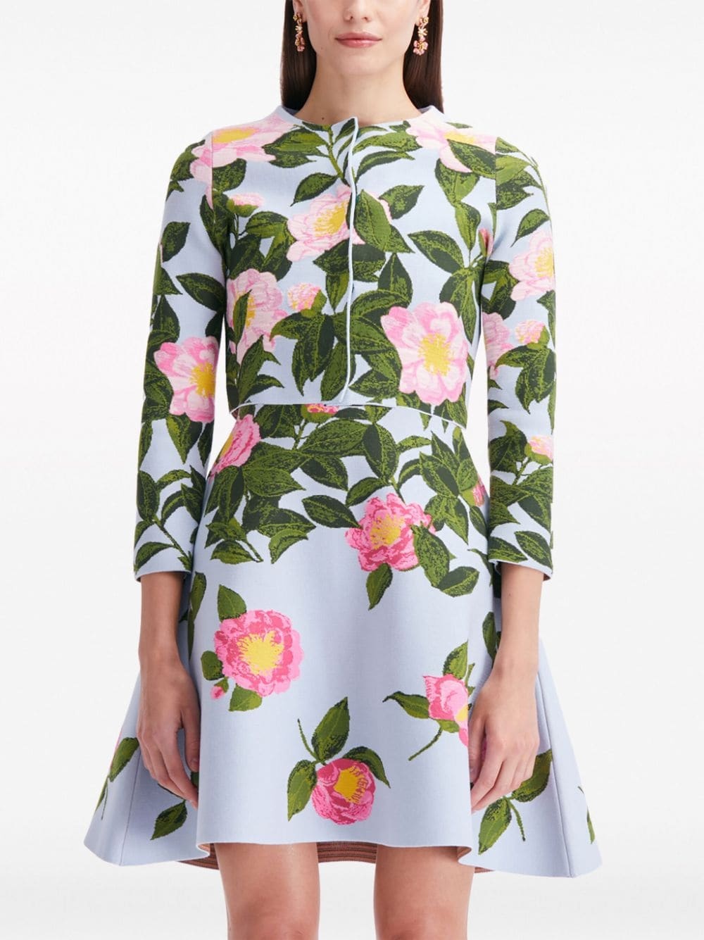 Camellia floral-jacquard cardigan - 3