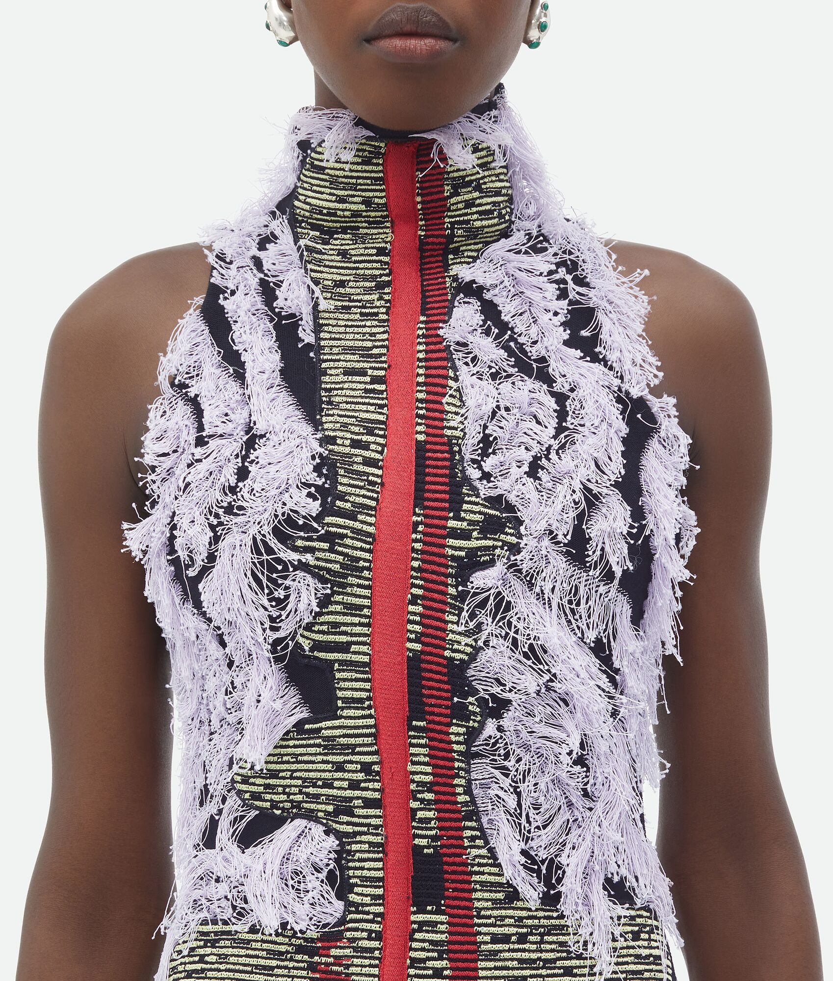 Jacquard Fringed Long Dress - 4