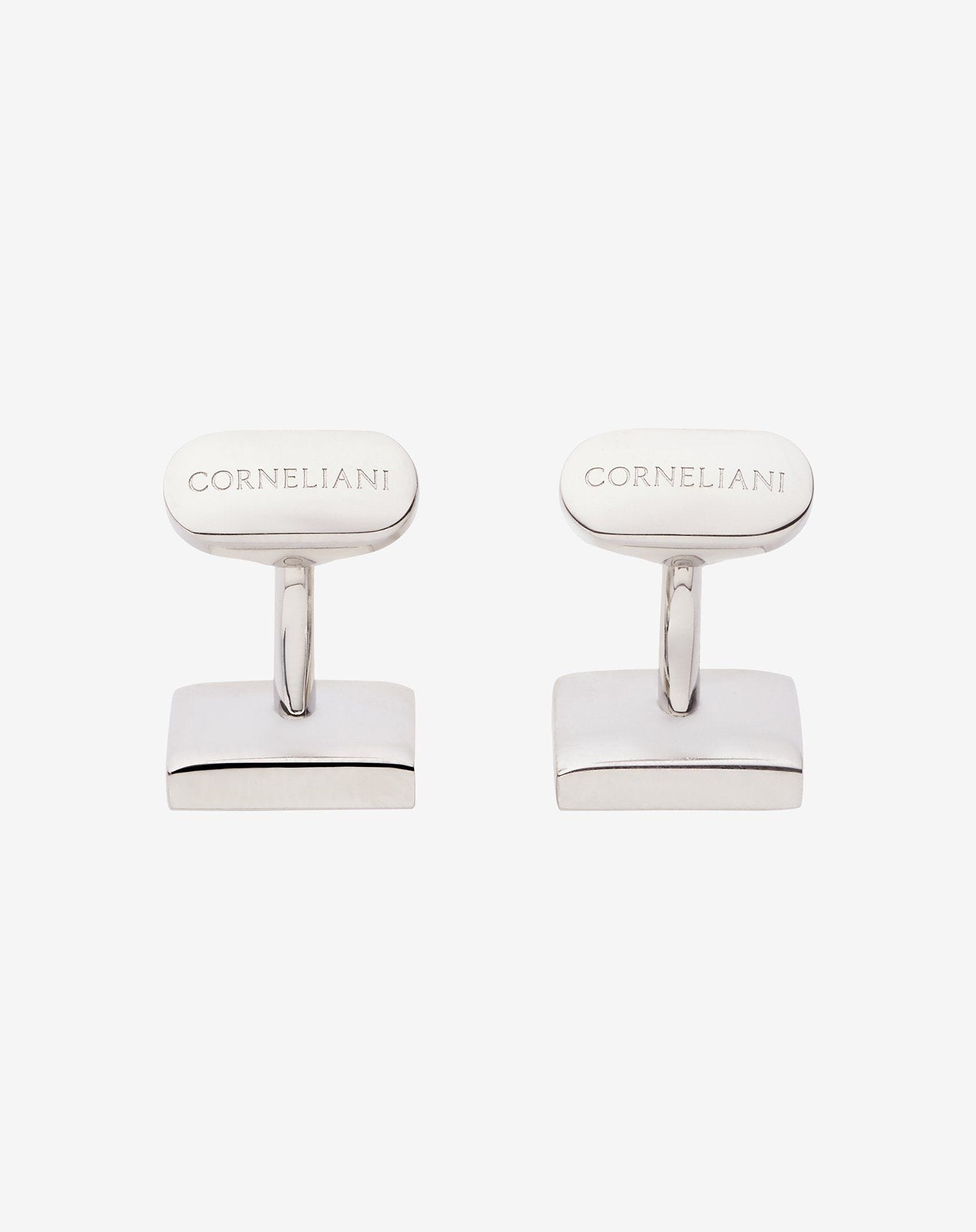Silver-coloured brass square cufflinks - 1