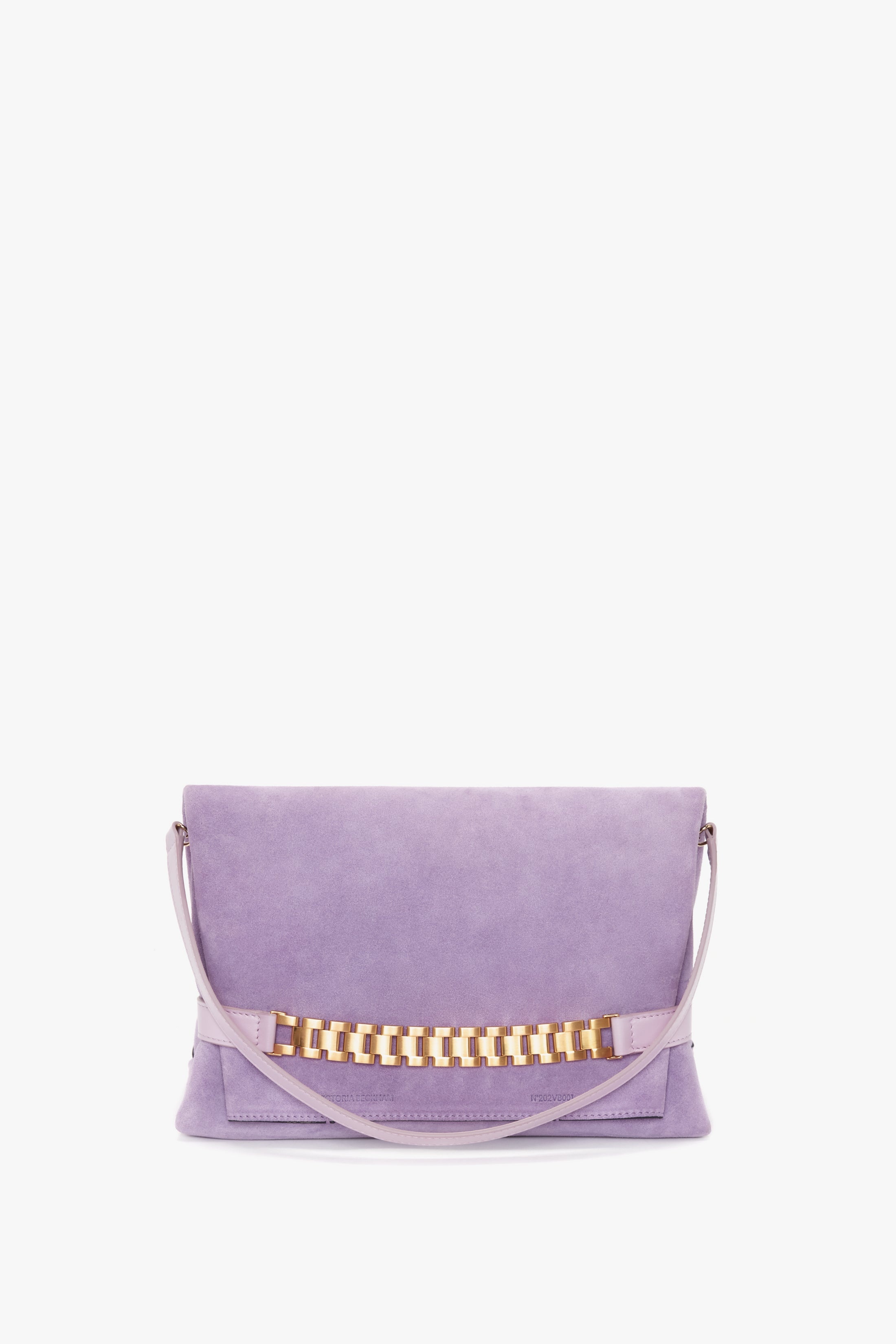 Chain Pouch with Strap in Lilac Suede - 5