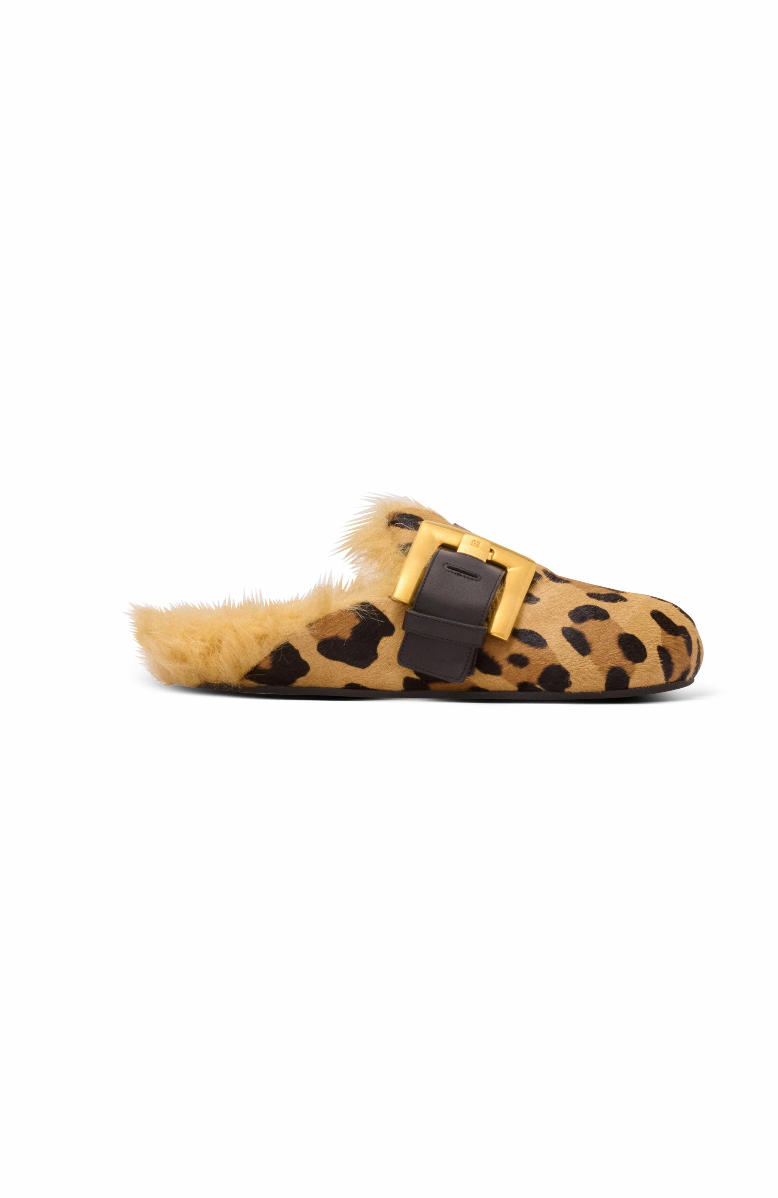 Balmain Anthem Leopard Print Ponyskin Leather And Faux Fur Mules in Brown at Nordstrom - 4