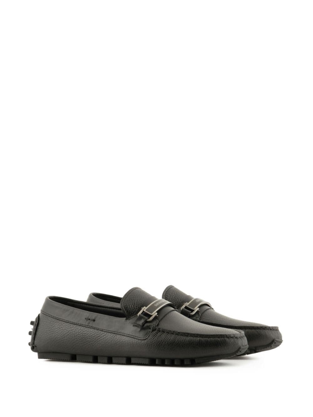 logo-plaque leather driving shoes - 2