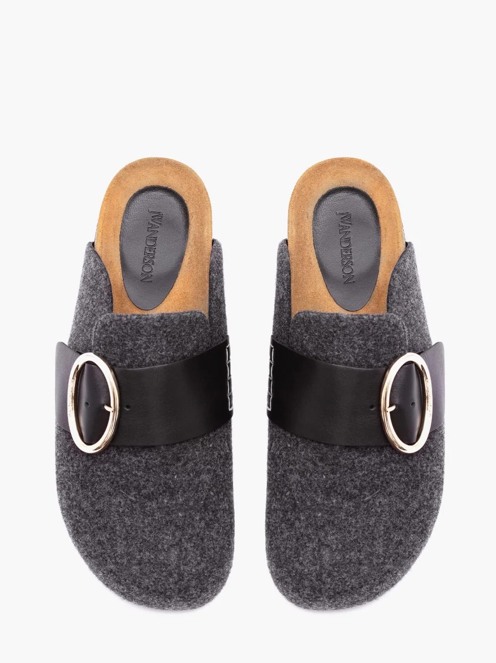 WOMEN’S BUCKLE FELT LOAFER MULES - 5