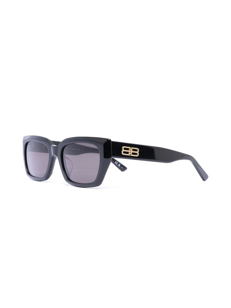 BALENCIAGA logo-lettering square-frame sunglasses outlook