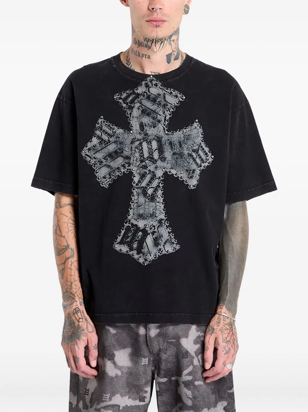 cross-print T-shirt - 1