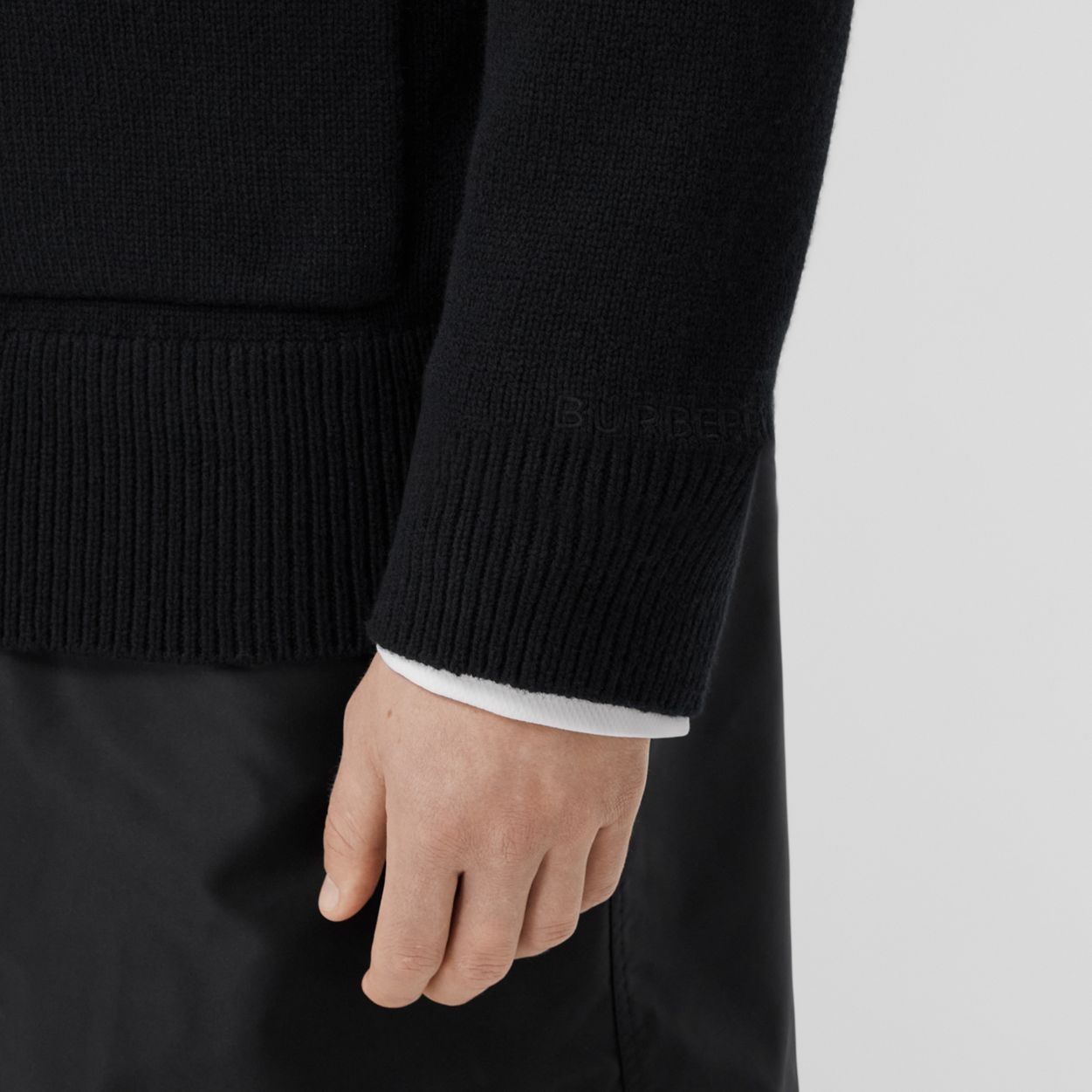 Contrast Nylon Panel Wool Cashmere Cardigan - 5