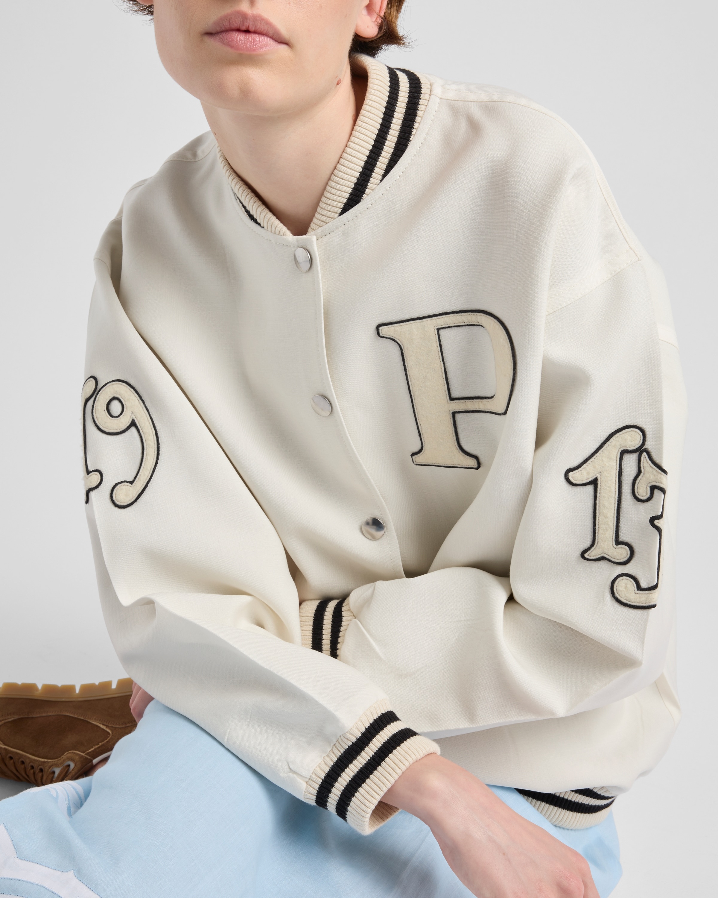 Kid mohair bomber jacket with patches - 3