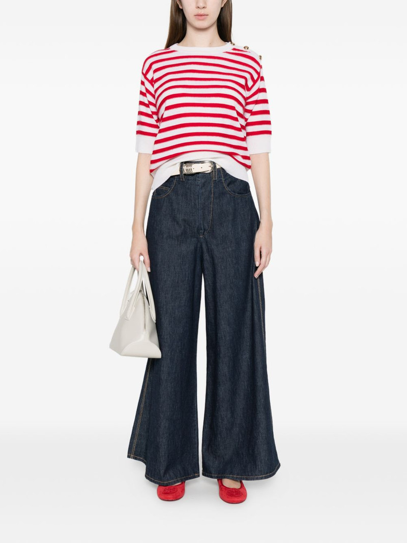 Allude striped short-sleeve top outlook