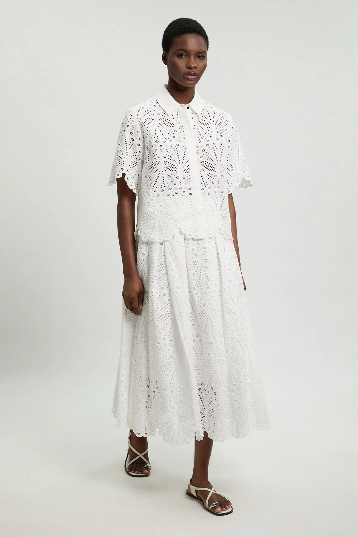 Cotton Broderie Maxi Skirt - 1