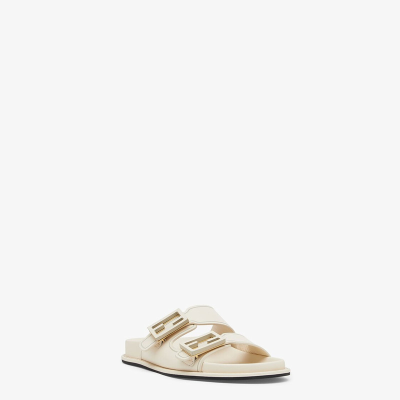 White leather slides 2