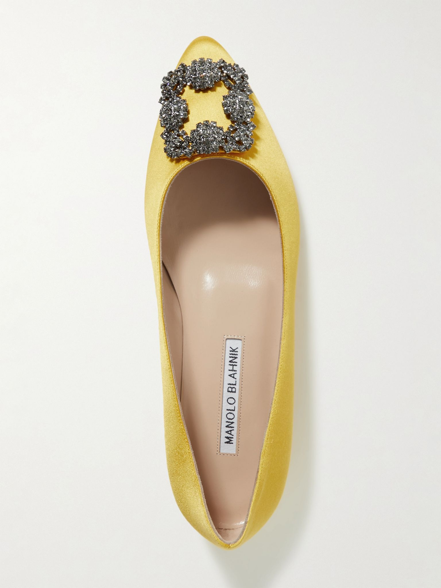 Hangisi crystal-embellished satin point-toe flats Yellow - 5
