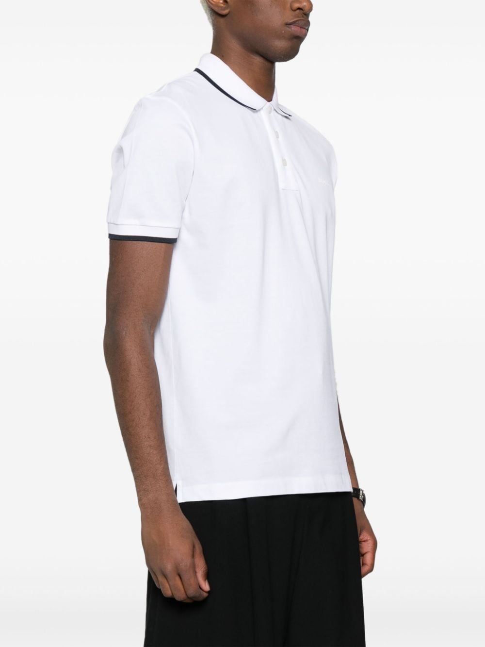 logo-rubberised cotton polo shirt - 3