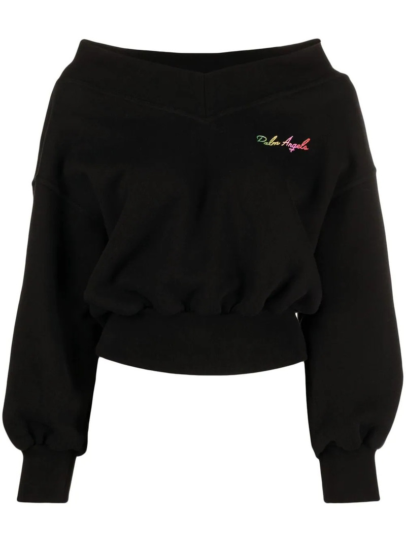 logo-print off-shoulder sweatshirt 1