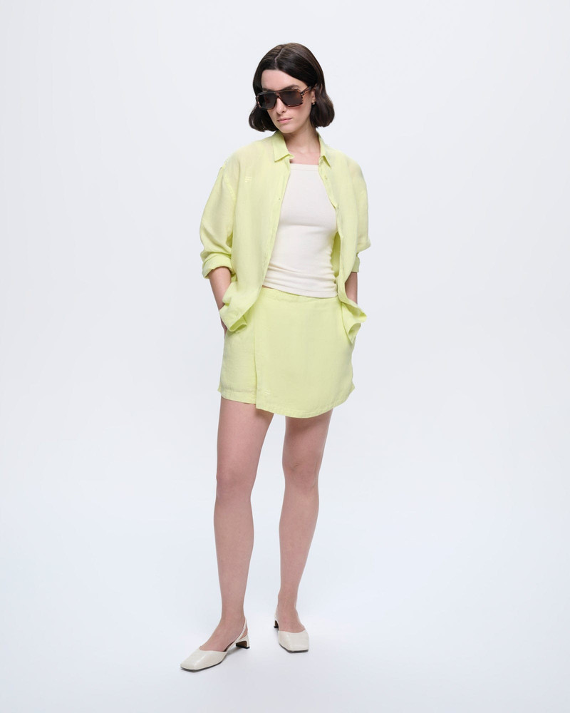 Womens Linen Overshirt - Soft Lime 3
