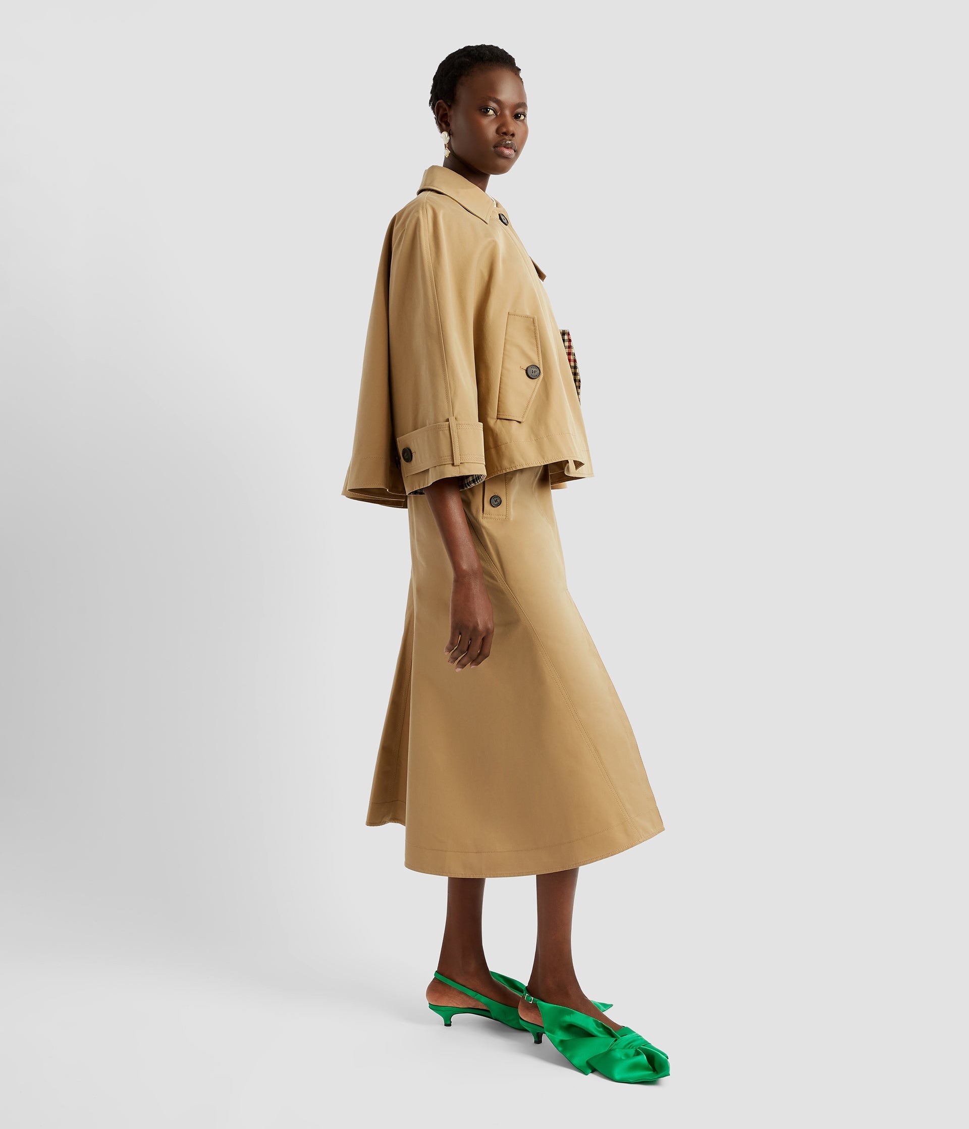 CROPPED TRENCH COAT CAPE - 4