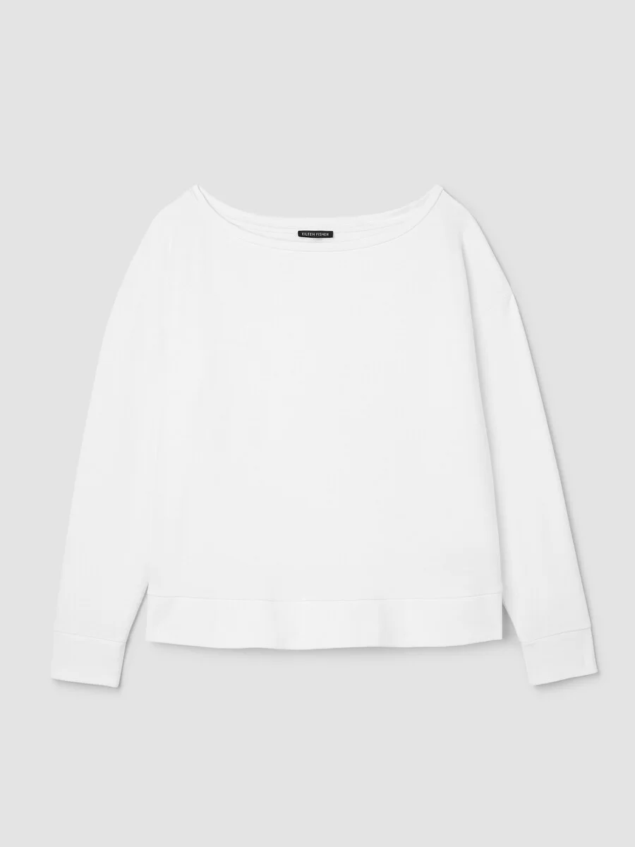 Garment-Dyed Organic Cotton Terry Bateau Neck Top - 1