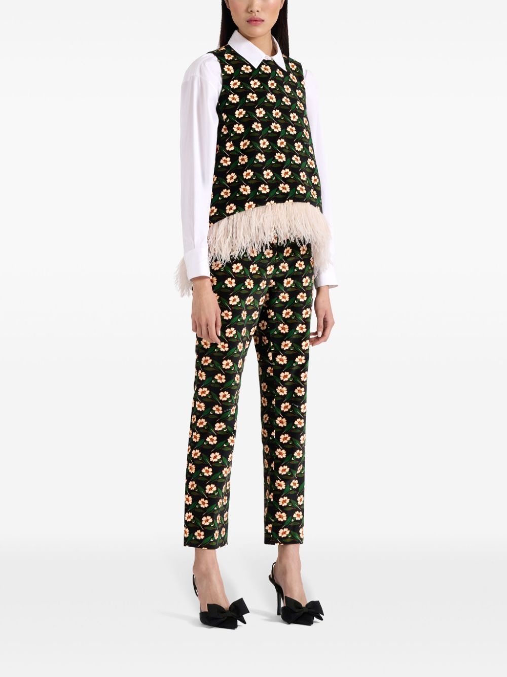 floral-print cropped trousers - 2