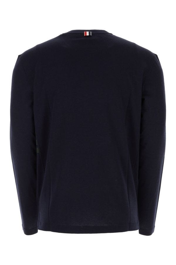 Thom Browne Man Midnight Blue Stretch Wool T-Shirt - 2