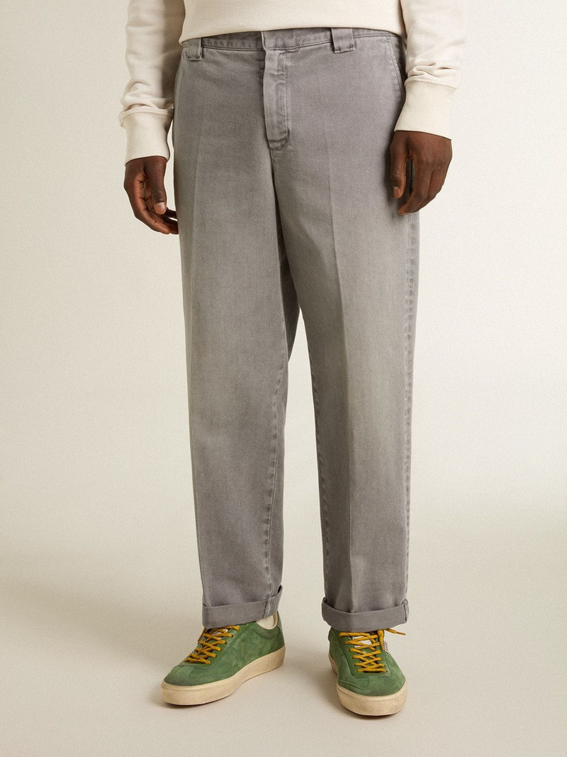 Golden Goose Gray-colored cotton chino pants outlook
