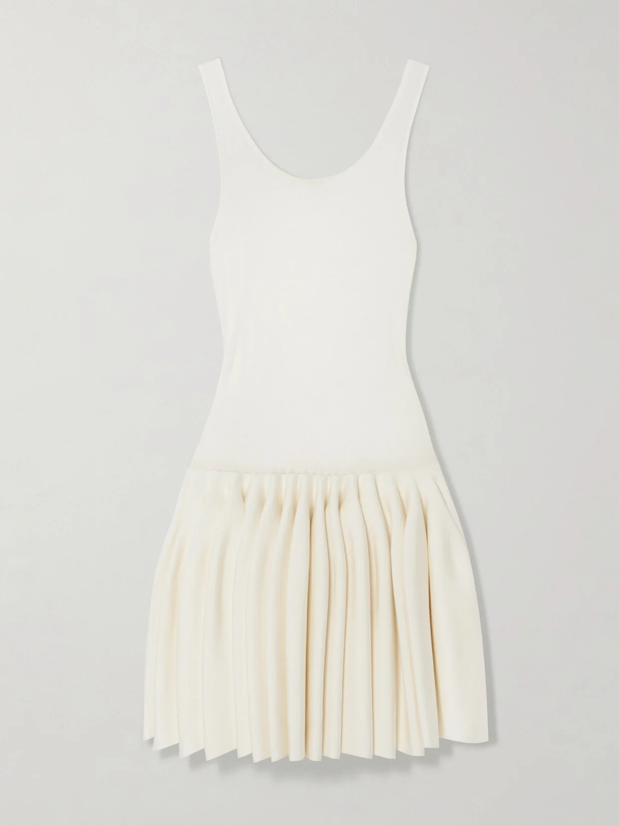 Pleated Jersey And Stretch-knit Mini Dress - 1