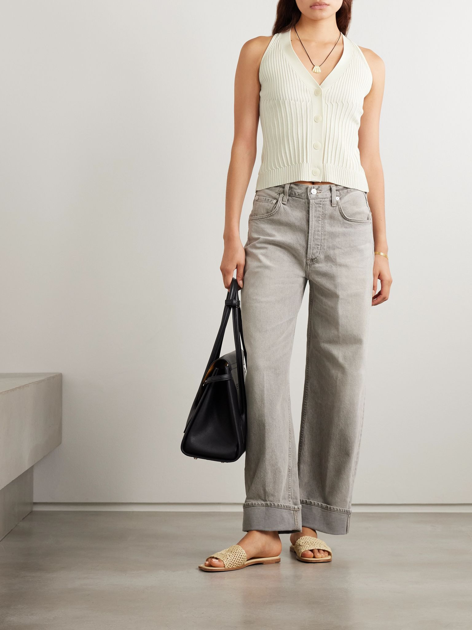 Bimba ribbed cotton-blend vest Ivory - 2