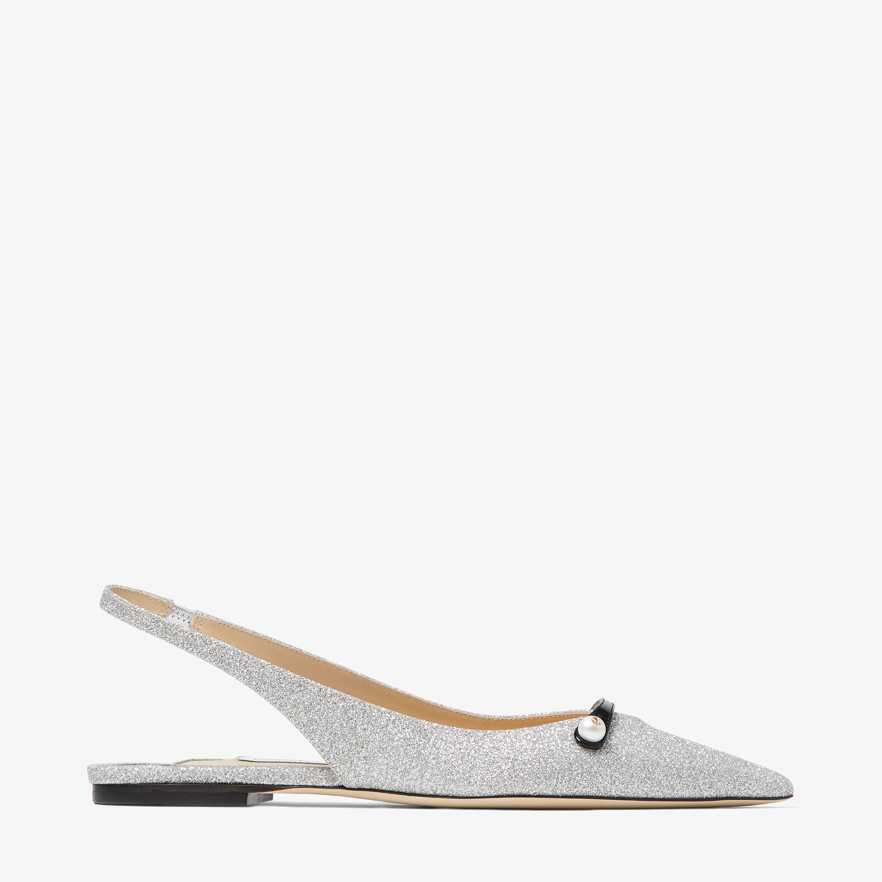 Amita Flat
Black Patent Slingback Flats with Glitter - 1
