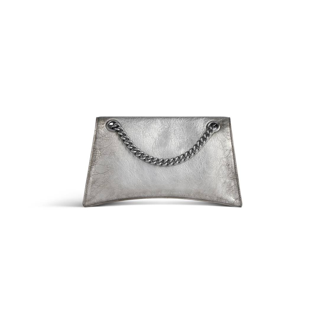 Women's Crush Small Chain Bag Dirty Effect With Souvenirs And Rhinestones in Silver - 4