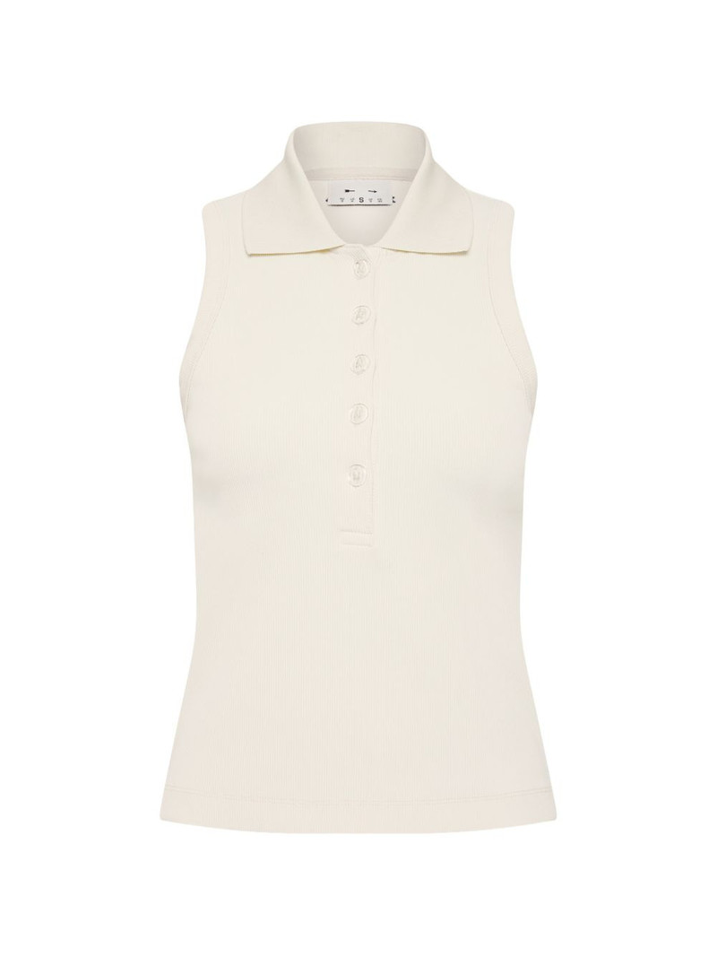 collared sleeveless polo top 1