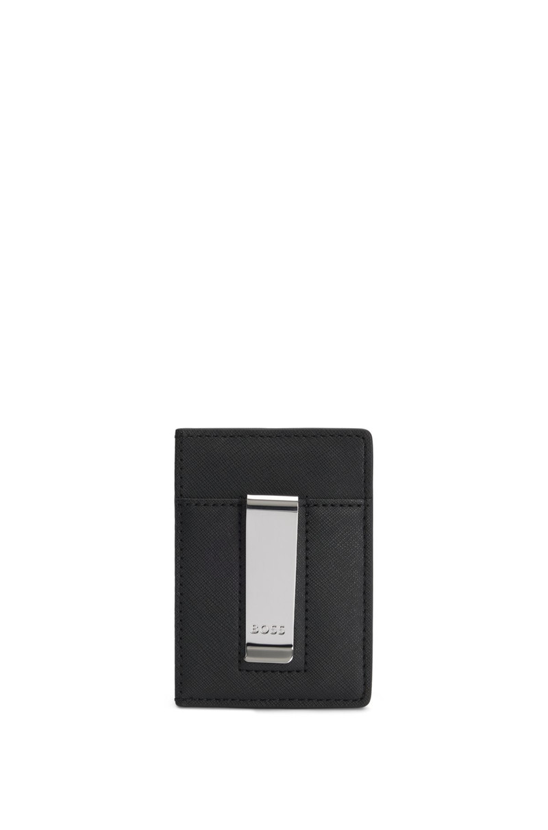 BOSS STRUCTURED MONEY-CLIP CARD HOLDER WITH LOGO DETAIL outlook