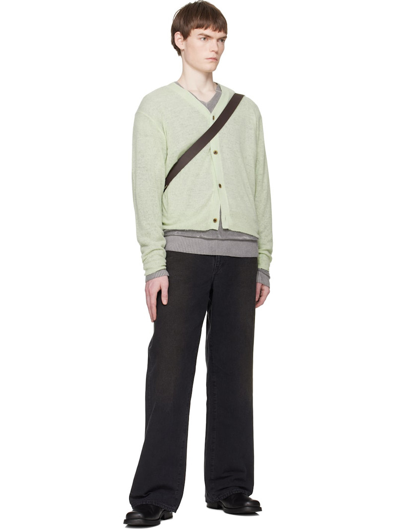 ssstein Green Knit V Neck Cardigan outlook