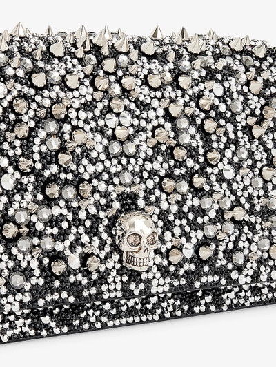 Alexander McQueen The Skull crystal-embellished small suede shoulder bag outlook
