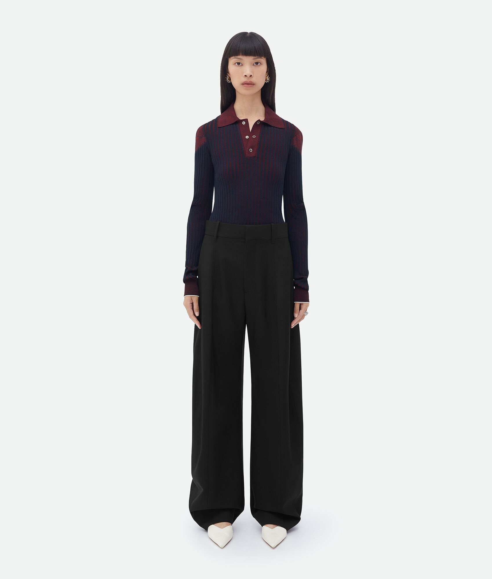 straight leg wool pants - 1