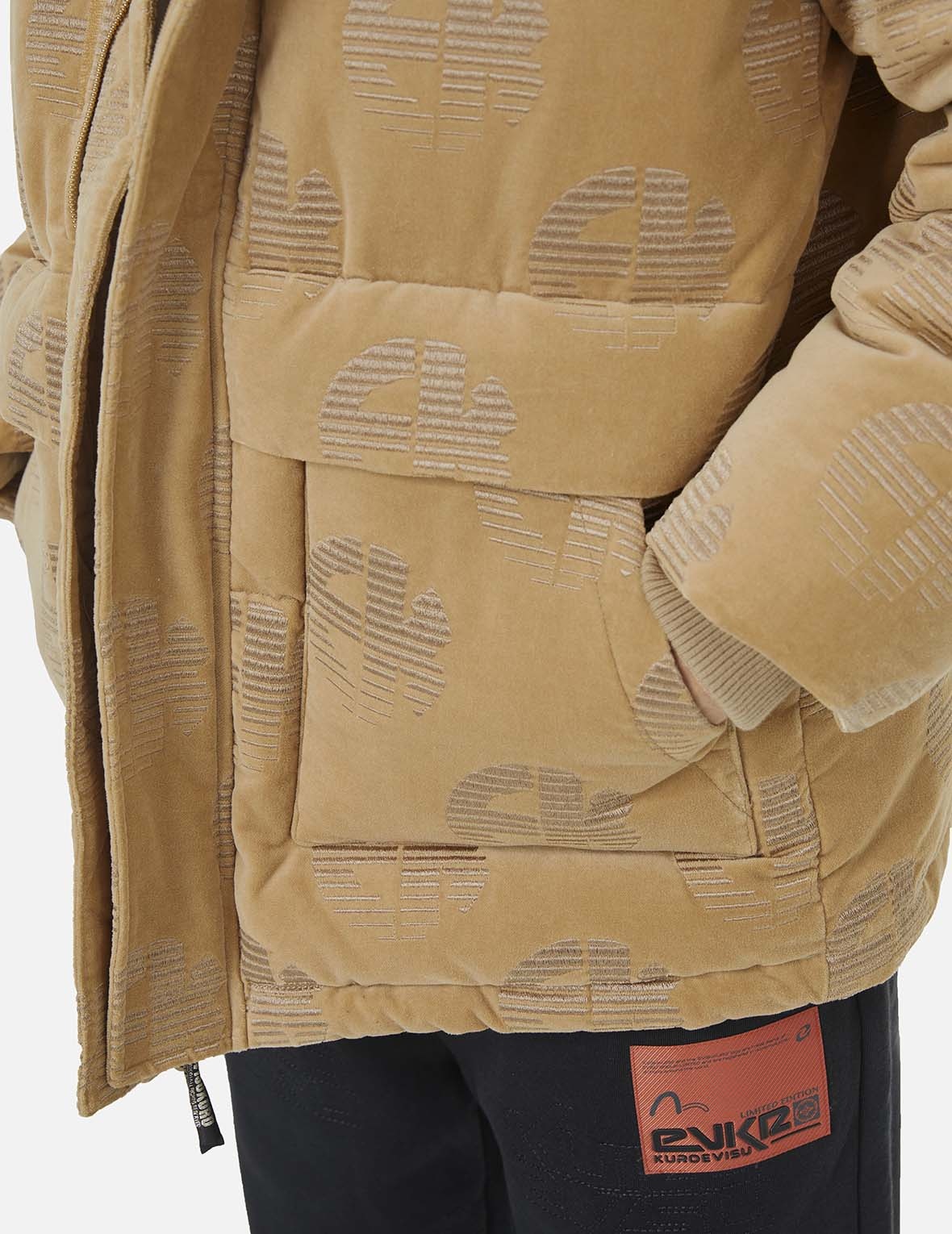 Allover EK Logo Velvet Relax Fit Down Jacket - 8