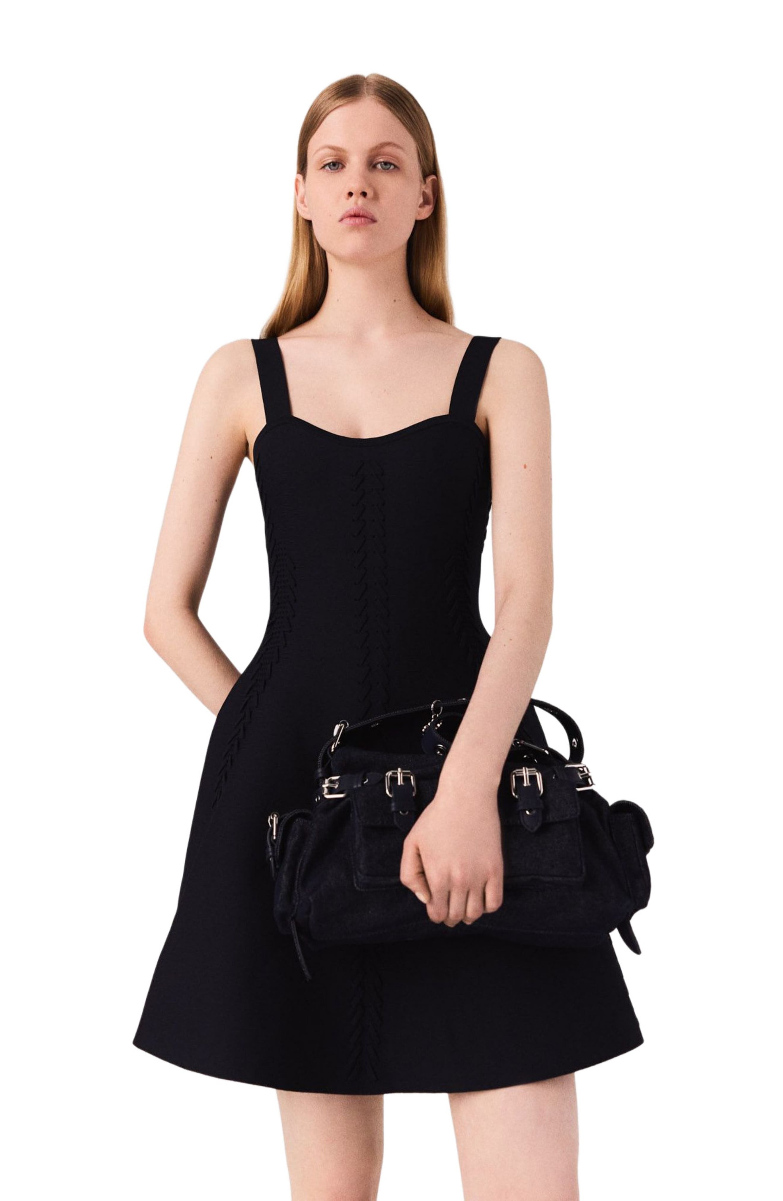 maje Mini knitted babydoll dress in Navy at Nordstrom - 6