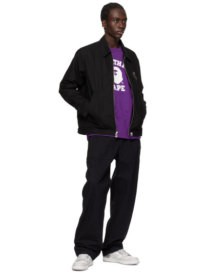 A BATHING APE® Purple Mad Face College Long Sleeve T-Shirt outlook