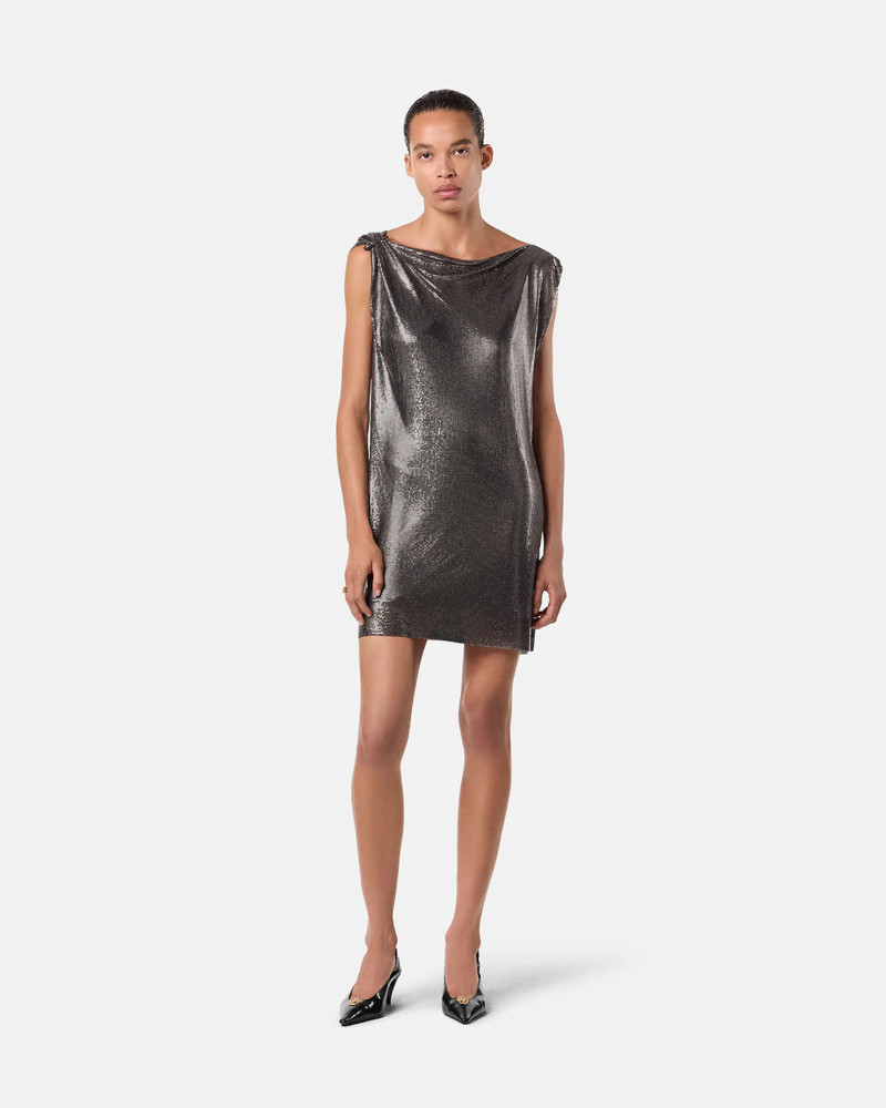 VERSACE Safety Pin Metal Mesh Mini Dress outlook