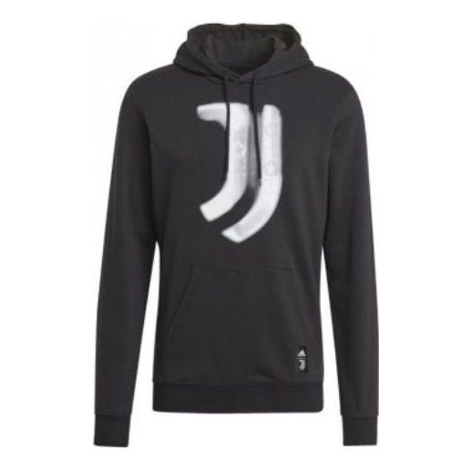 Men's adidas Juventus Pattern Printing Hooded Pullover Long Sleeves Black GR2919 - 1