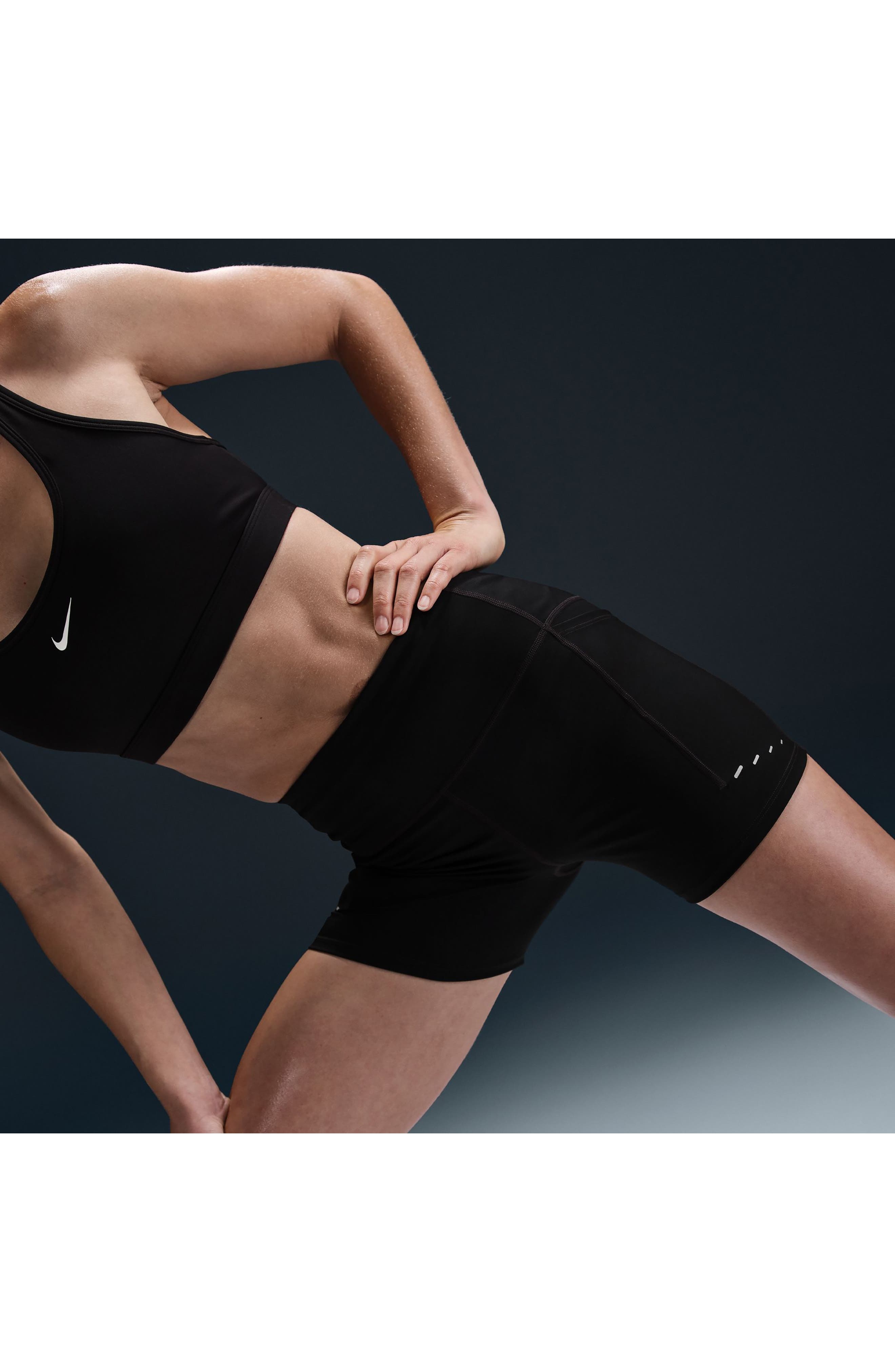Nike Swift Dri-Fit High Waist Bike Shorts in 010 Black/reflective Silv at Nordstrom - 8