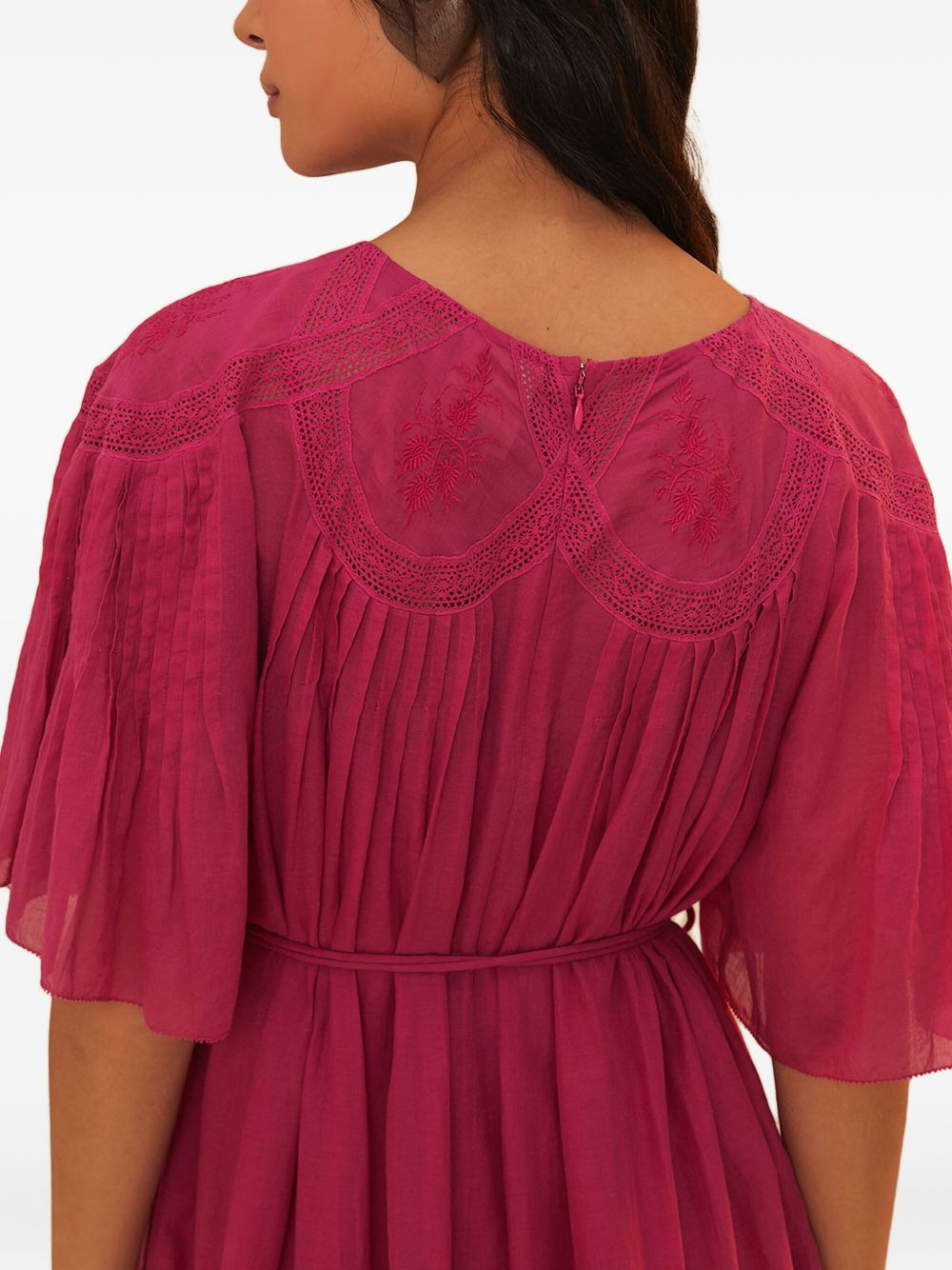 cotton pleated midi dress - 3