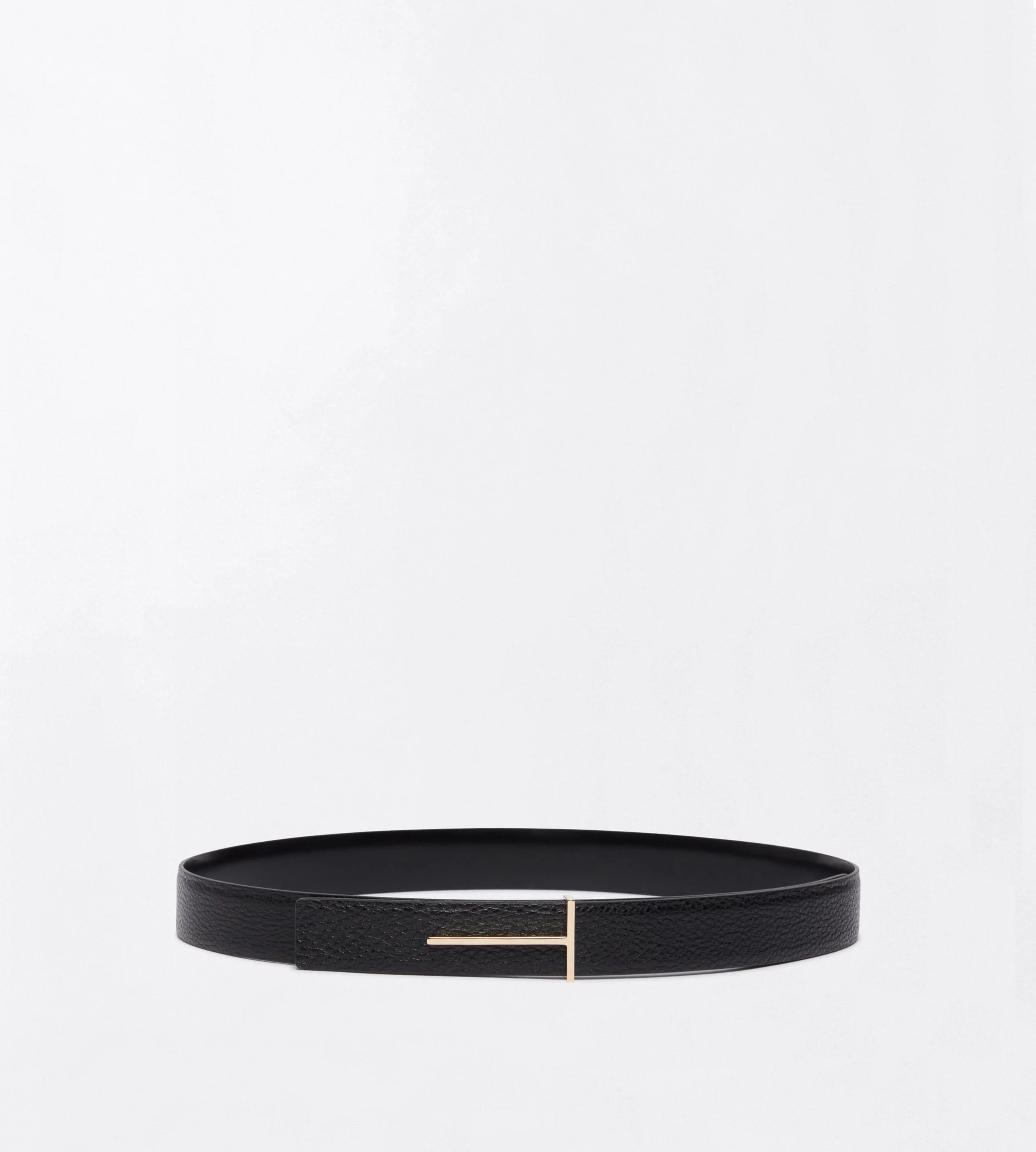 GRAIN LEATHER AND SPAZZOLATO LEATHER SLIM T BELT - 1