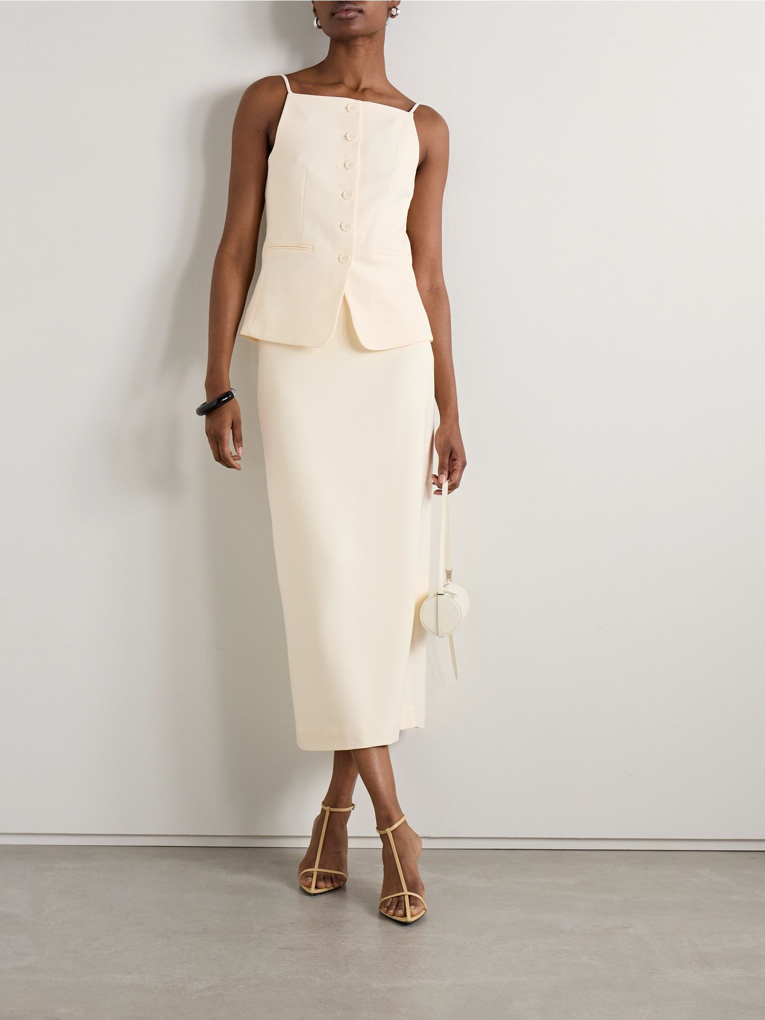 Smith crepe midi skirt Ecru - 2