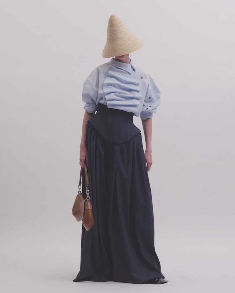VOLUMINOUS BIB-FRONT SHIRT PALE BLUE 5